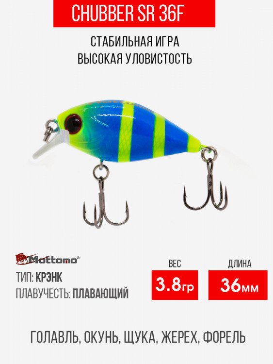 Воблер Mottomo Chubber 36F 3,8g Blue Chartreuse
