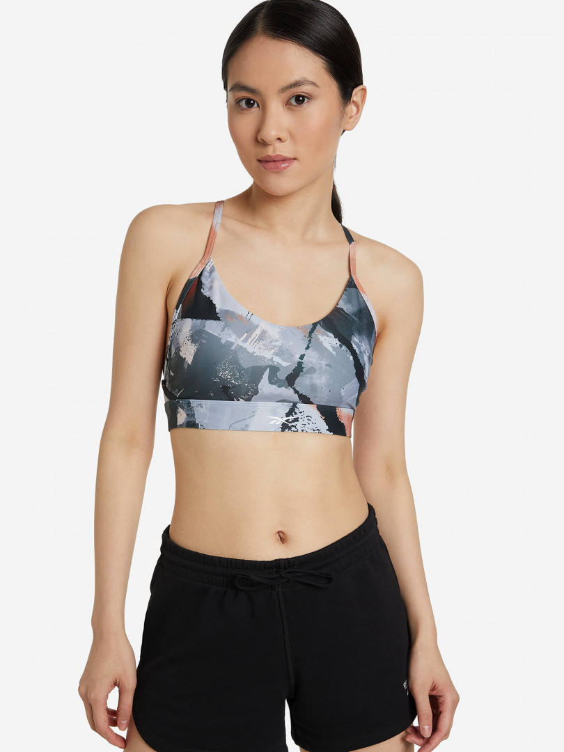 фото Спортивный топ бра reebok lux strappy bra, мультицвет