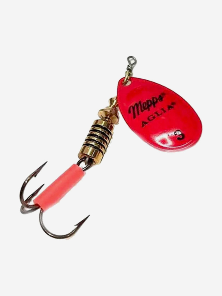 Комплект вращающихся блёсен Mepps AGLIA 3 FLUO (Orange, Pink, Red, Tiger) + коробка для приманок