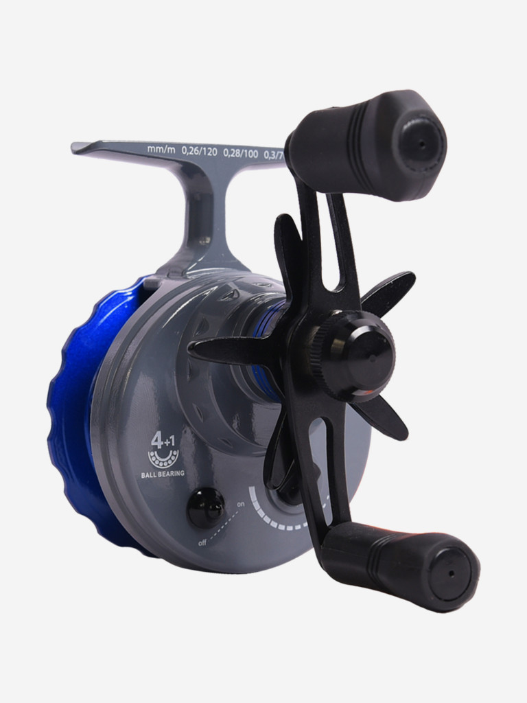 Катушка инерционная (зимняя) Black Side ICE ZEAL (4+1 подш.), синяя, для зимней рыбалки под удочку и спиннинг на судака, окуня и другую рыбу