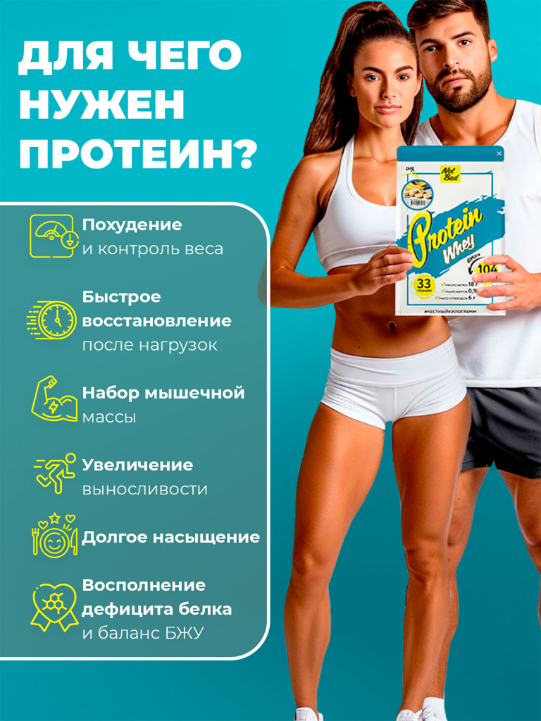 Протеин сывороточный, NotBad Whey Protein, 1000 г, Рафаэлло