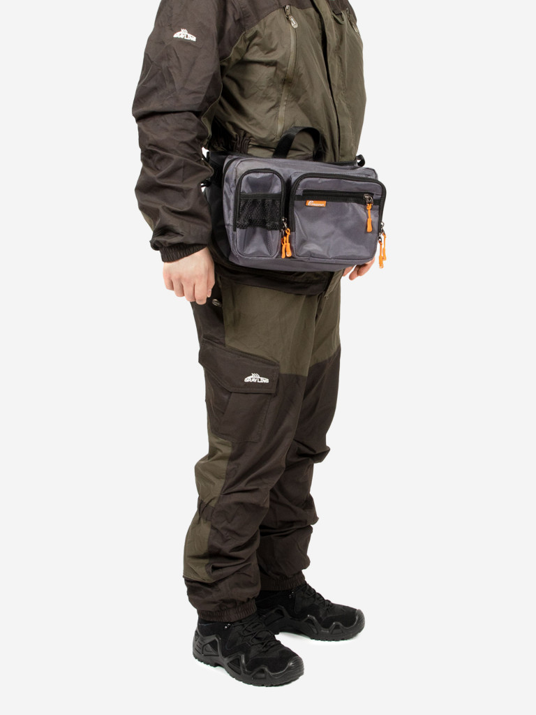 Сумка рыболовная Следопыт Fishing Hip Bag, 28х21х17 см, цвет серый.