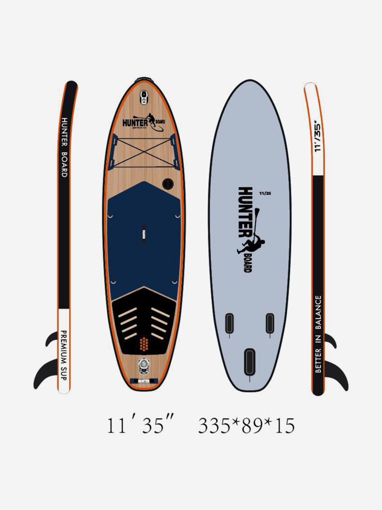 Sup-доска Hunterboard ACTIVE FISH 11', 335х89х15 см, Wood/Silver