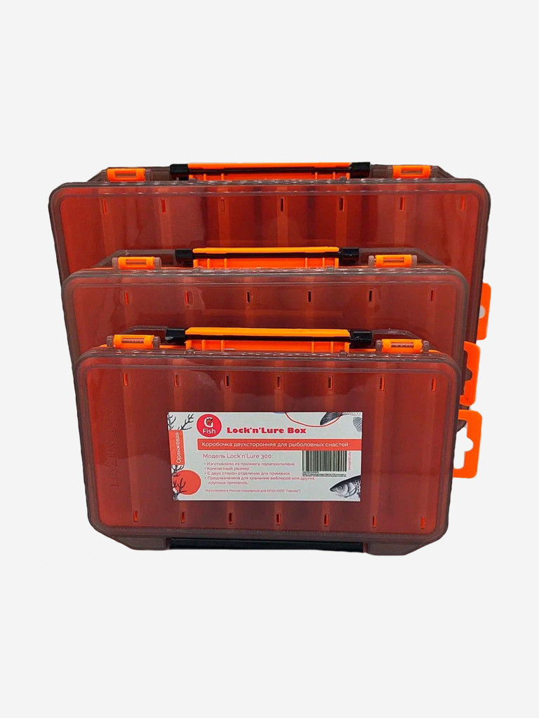 Коробка для воблеров двухсторонняя GFish 17500 (органайзер рыболовный), оранжевая