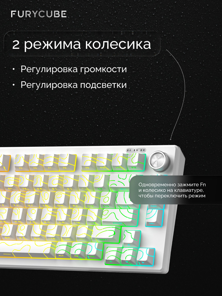 Игровая клавиатура Furycube IP75 (белый/серый)