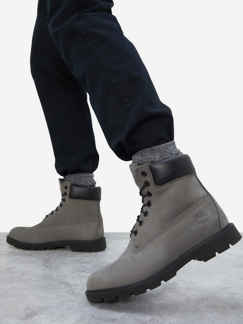 фото Ботинки утепленные мужские timberland 6in basic boot - contrast collar wp, серый