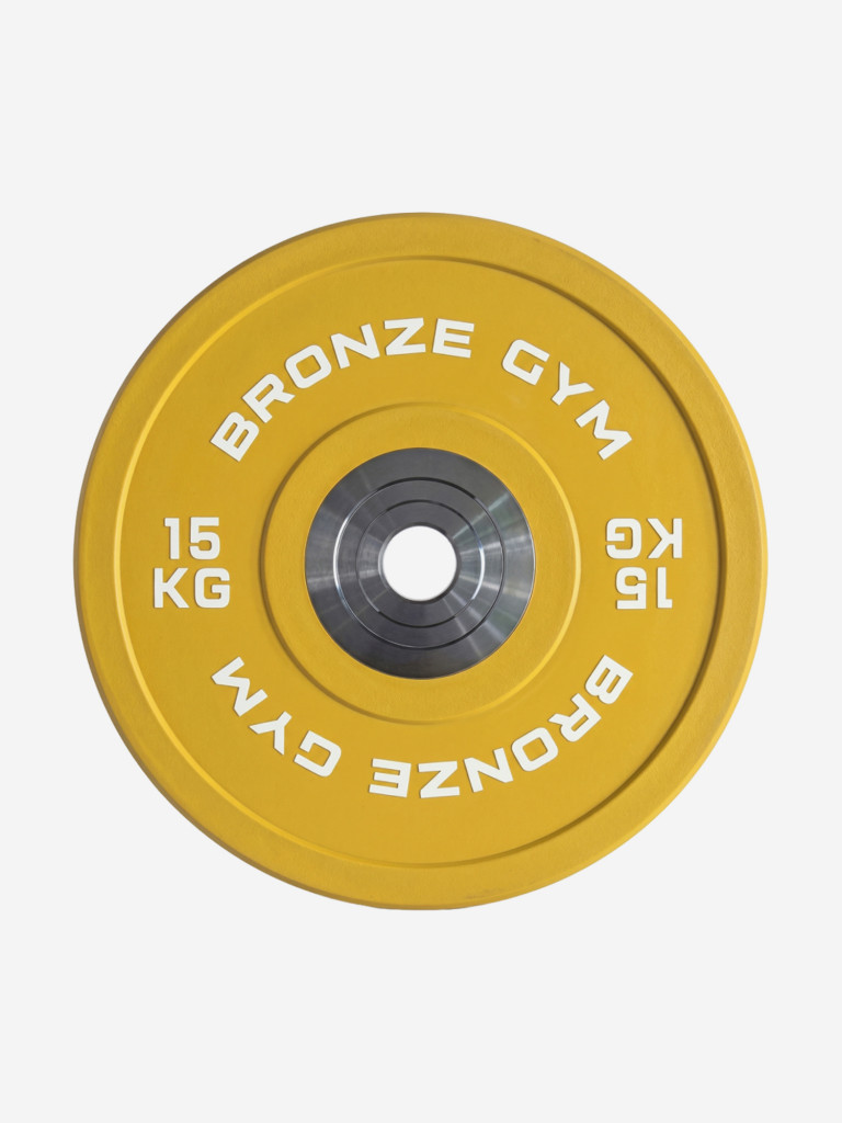 Диск олимпийский BRONZE GYM тяжелоатлетический желтый 15 кг