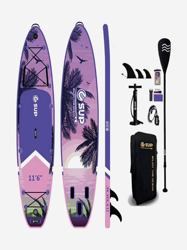 Надувная двухслойная SUP-доска E-SUP Sunset, 11'6" 350*86*15 см, сапборд