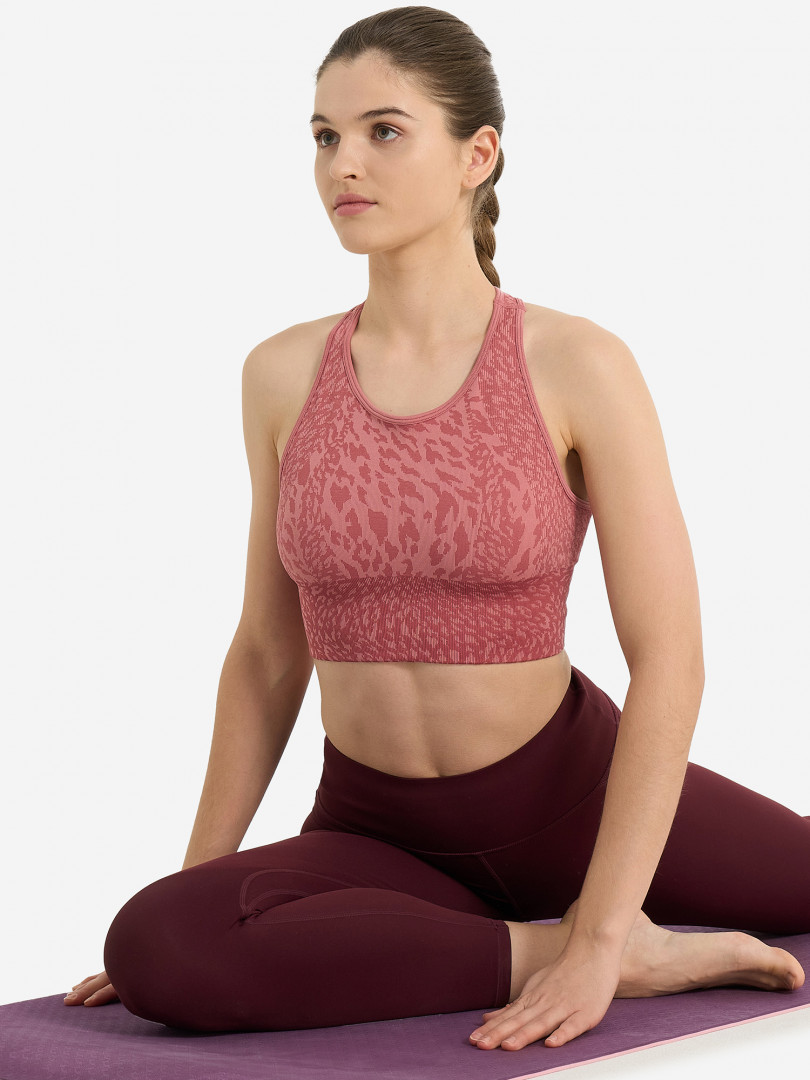фото Топ бра спортивный demix highflow yoga seamless longline, розовый