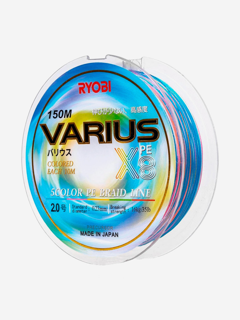 Шнур плетеный для рыбалки Ryobi VARIUS PE8X, 150м, 0,235мм, 16кг, мультиколор