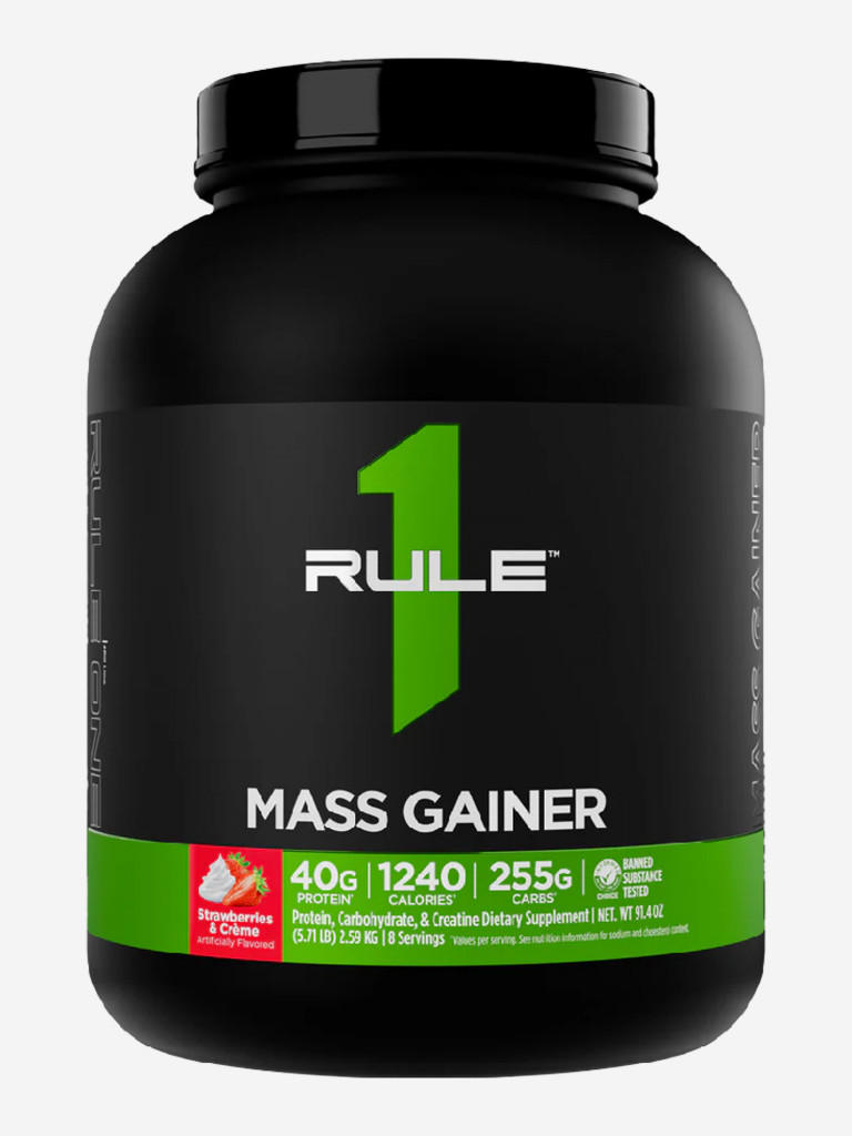 Гeйнeр Rule 1 Масс Гейнер, 2600 г, Клубника со сливками