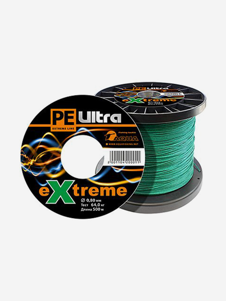 Плетеный шнур для рыбалки AQUA PE ULTRA EXTREME 0,80mm (цвет зеленый) 500m