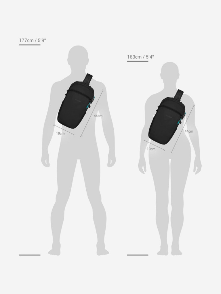 Сумка слинг антивор Pacsafe ECO 12L sling backpack, черный ECONYL, 12 л.