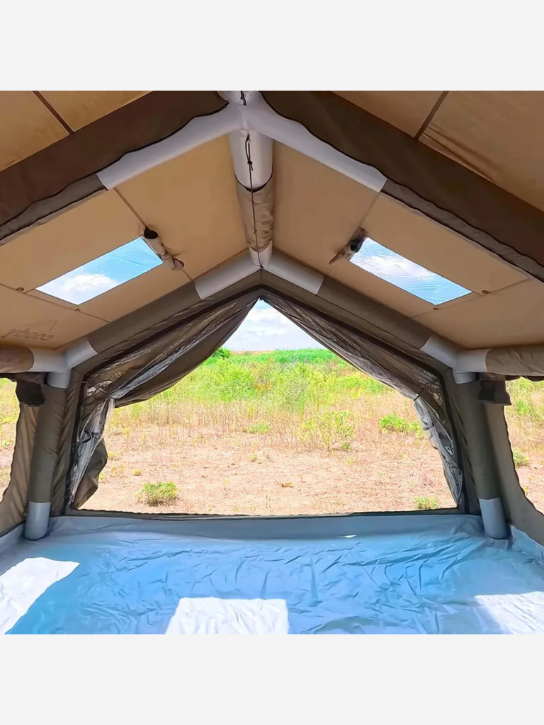 Надувная палатка Coody 17.28 Pro Army Green, 17.2 м², 4–6 человек, 2 входа, дымоход