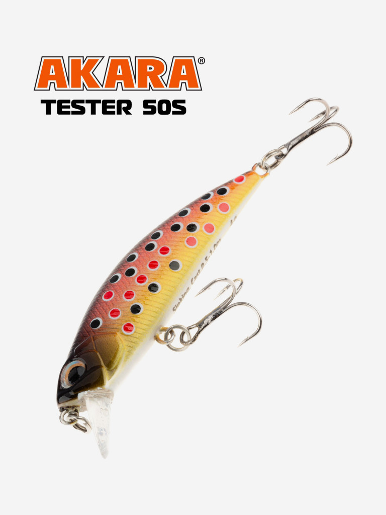 Воблер Akara Tester тонущий, для твичинга, на форель, окуня, жереха 50 мм. 4 гр. A75