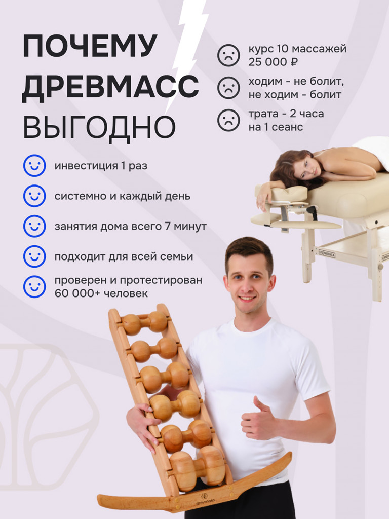 Роликовый массажер для спины и шеи Древмасс - 6 массажных валиков + ролик с шипами