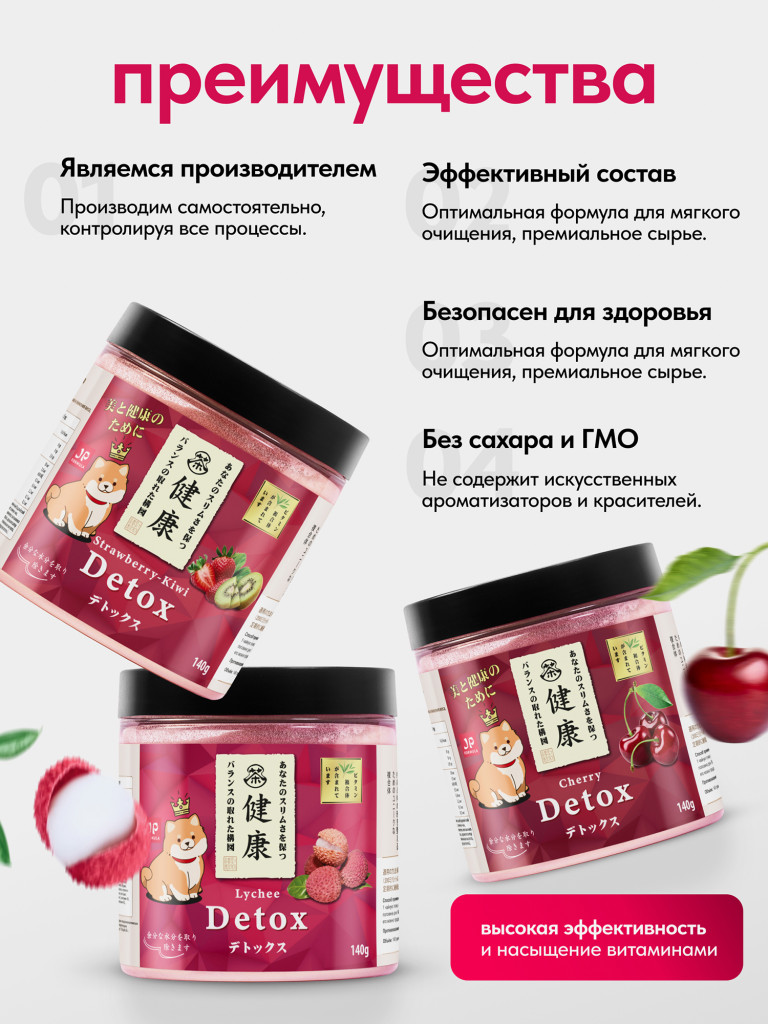 Детокс дренажный напиток для похудения, Набор 3шт, detox мультивитамины от отеков и водного веса