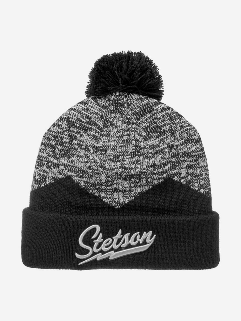 Шапка с помпоном STETSON 8599125 BEANIE POMPOM (черный)