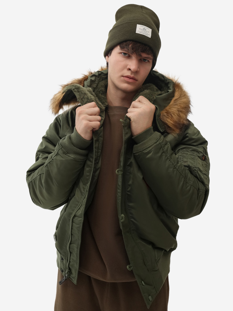 Парка зимняя мужская N-2B Alpha Industries оливковый цвет — купить