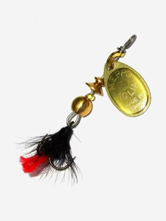 Блесна для рыбалки вертушка Mepps AGLIA MOUCHE, 0, Gold/Black fly, 1 штука