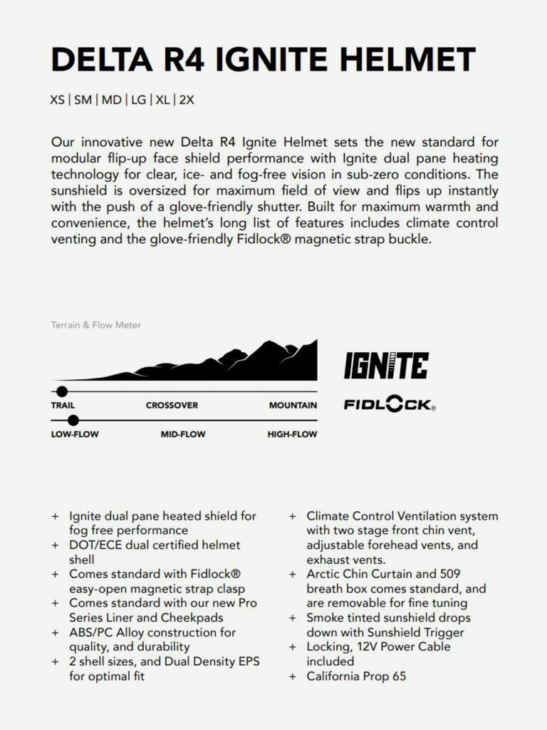 Снегоходный шлем 509 Delta R4 Heated Black Ops — с подогревом и застёжкой Fidlock, размер XL