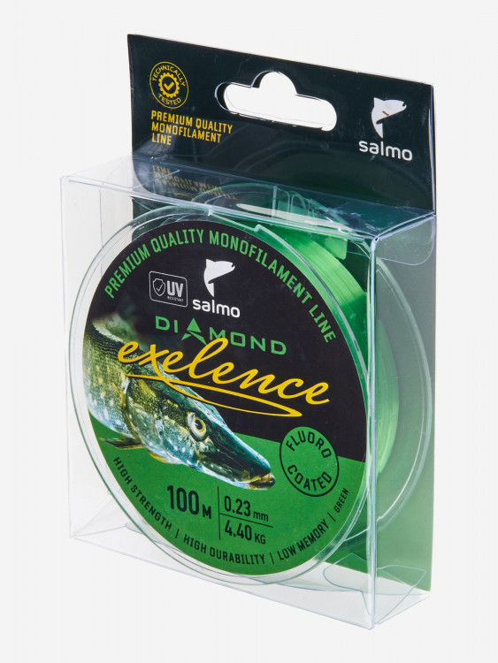 Леска флюорокарбон для летней рыбалки Salmo Diamond EXELENCE FLUORO COATED Green длина 100 м, диаметр 0,23 мм
