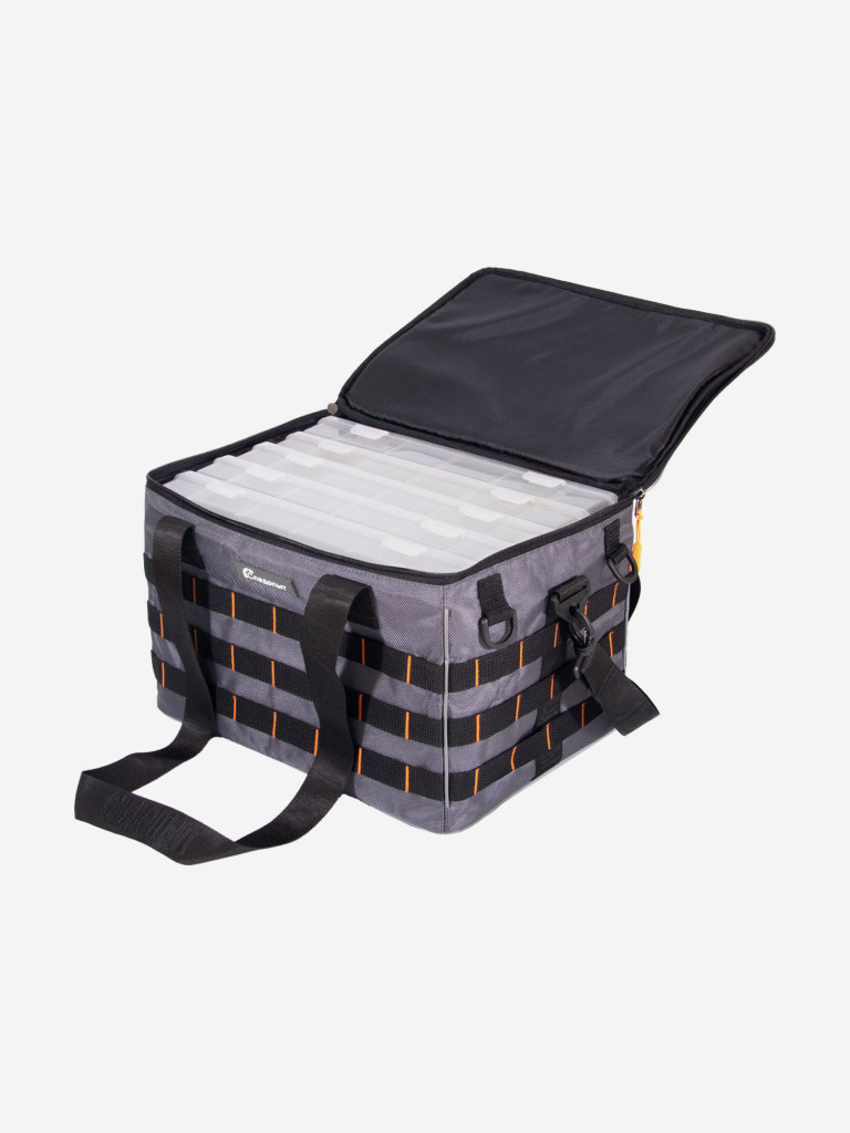 Сумка рыболовная Следопыт Base Lure Bag XL, 38х26х25 см, цвет серый + 5 коробок Luno.
