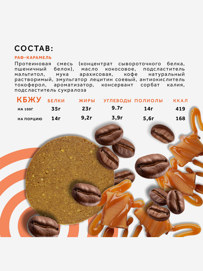 Протеиновое печенье с высоким содержанием белка PUREPROTEIN, вкус "Раф Карамель", 14*40г