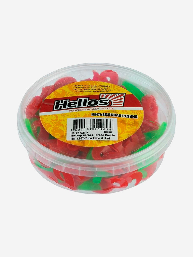 Мягкая приманка Helios Credo Double Tail, 1,96'' / 5 см, Lime & Red, 100 шт (HS-27-021-N)