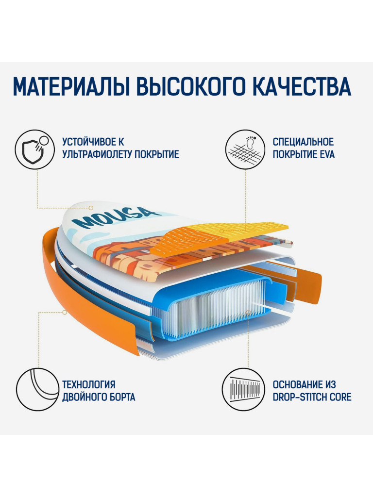 Надувной SUP-борд MOUSA HOUSE, 11'x34"x6" 335*84*15 см сапборд