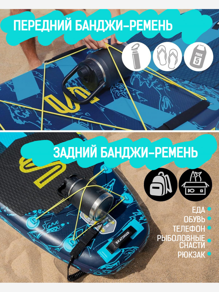 Надувная SUP-доска SKATINGER ASIATICUS, 11'6"x35"x6" 350*88*15 см сапборд