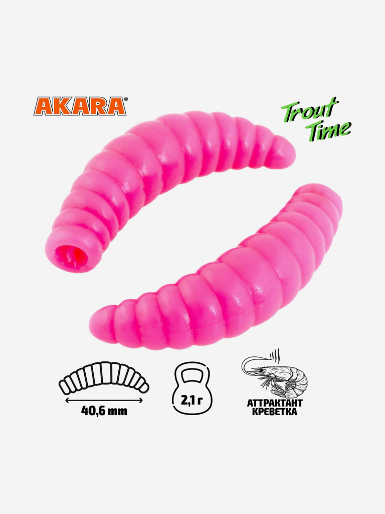 Силиконовая приманка Akara Trout Time MAGGOT 1,6 420, Shrimp (20 шт.)