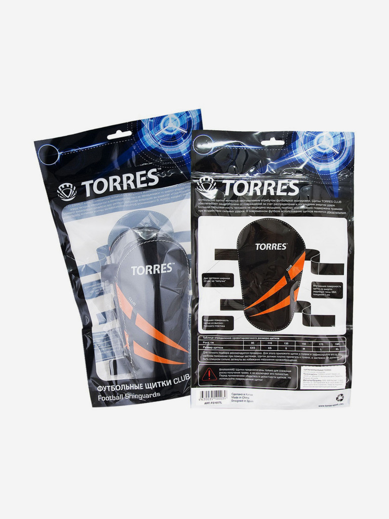 Щитки футбольные тренировочные Torres Club арт. FS1607XS р.XS