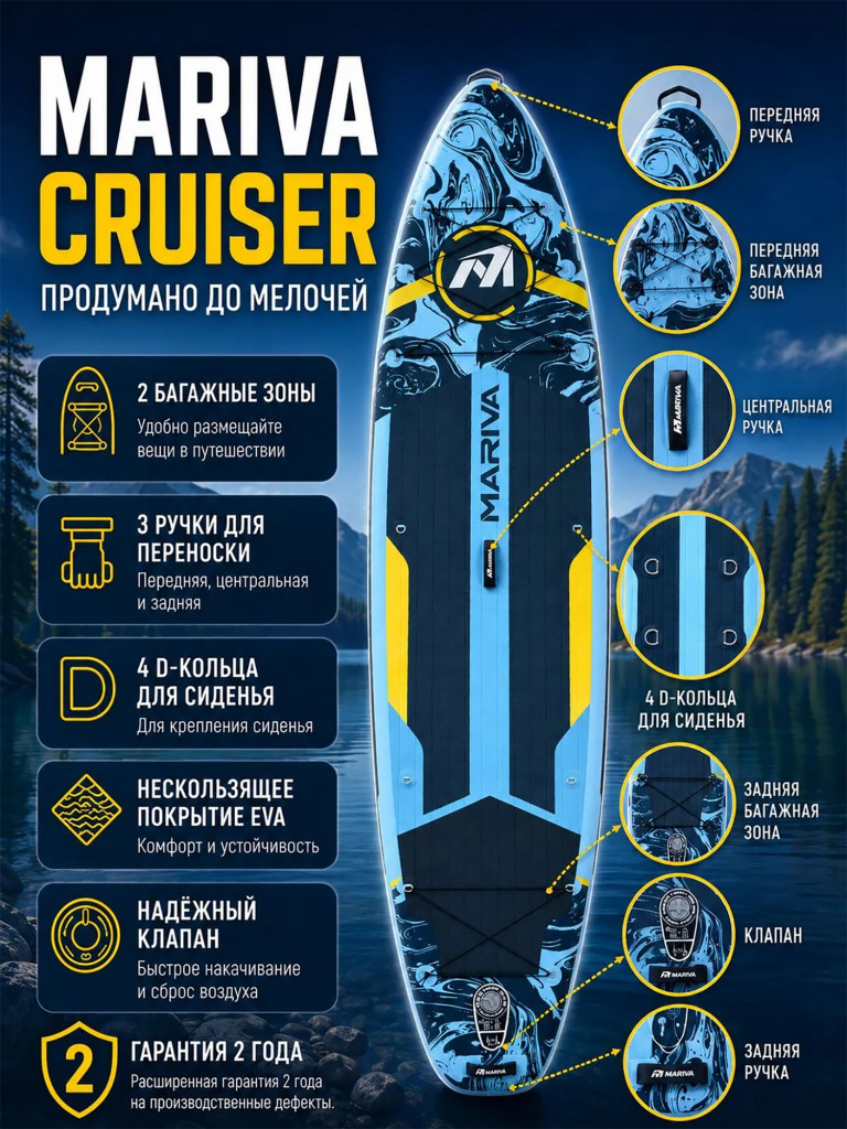 Сапборд MARIVA Cruiser Blue 350 см, двухслойный
