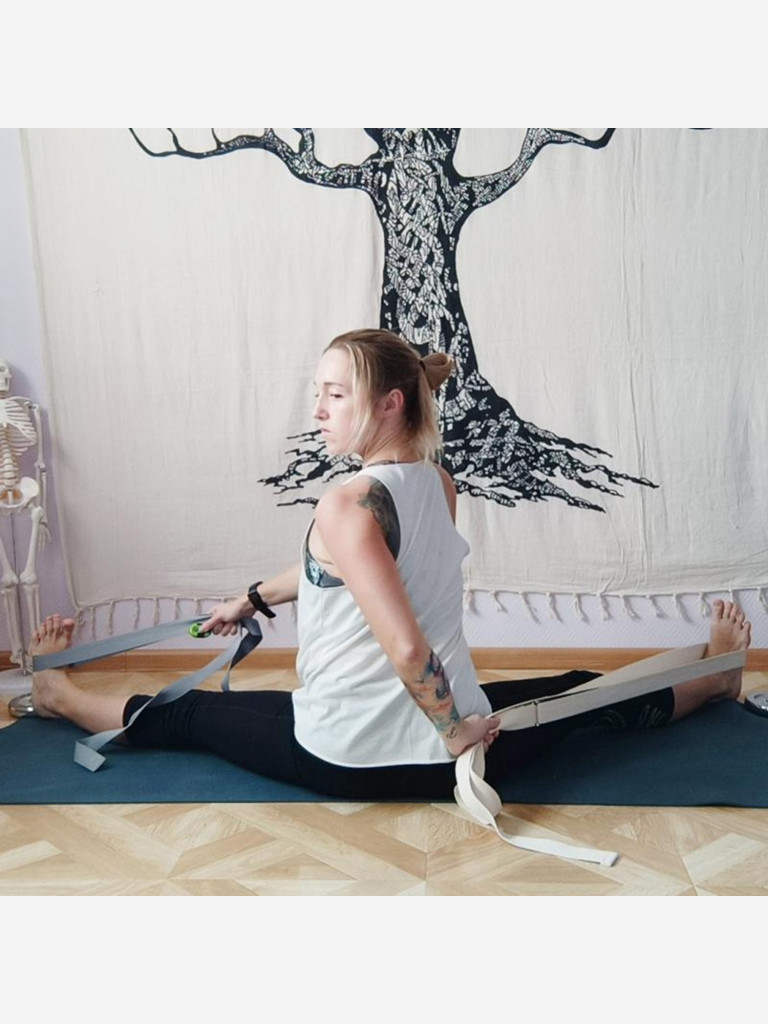 Ремень для йоги хлопковый Nature длиной 200 см, Рамайога, белый, 23449