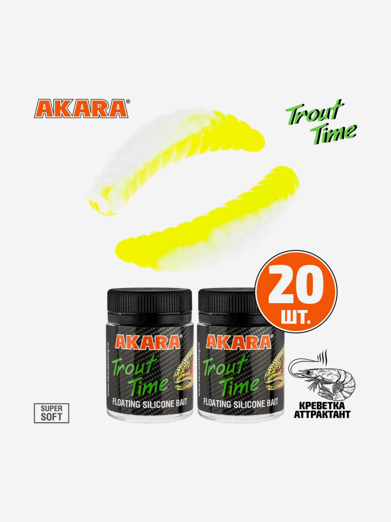 Силиконовая приманка Akara Trout Time MAGGOT 1,6 460, Shrimp (20 шт.)