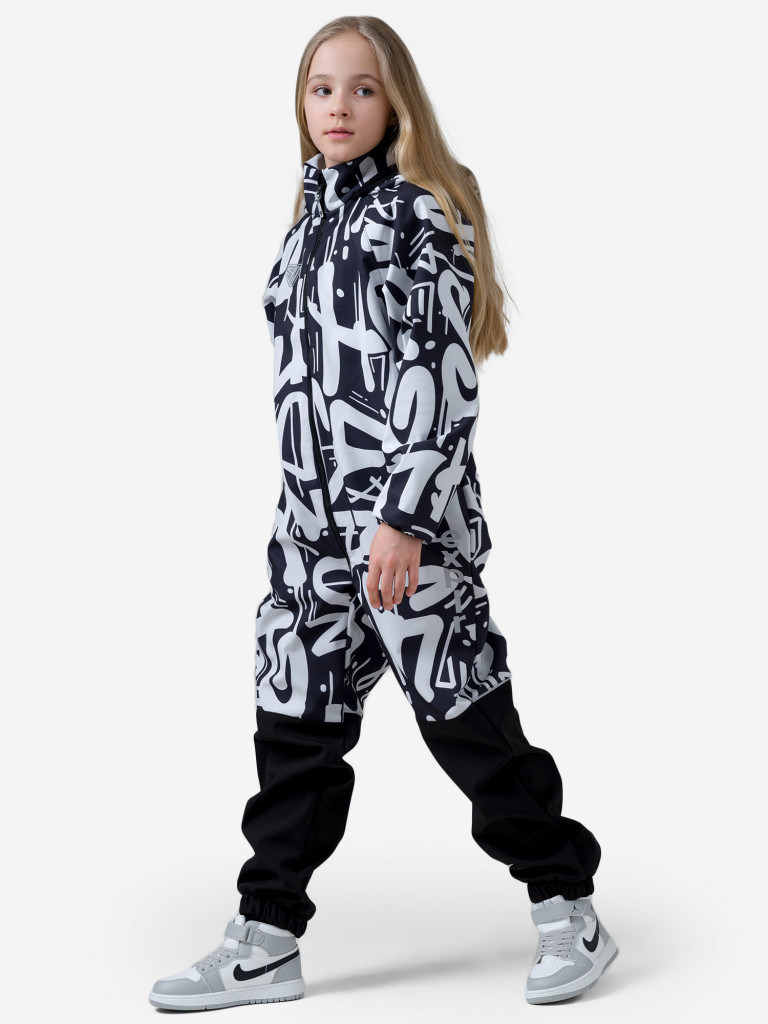 Демисезонный комбинезон для детей Sherysheff В19051ФЧ Принт SH Черно-белый