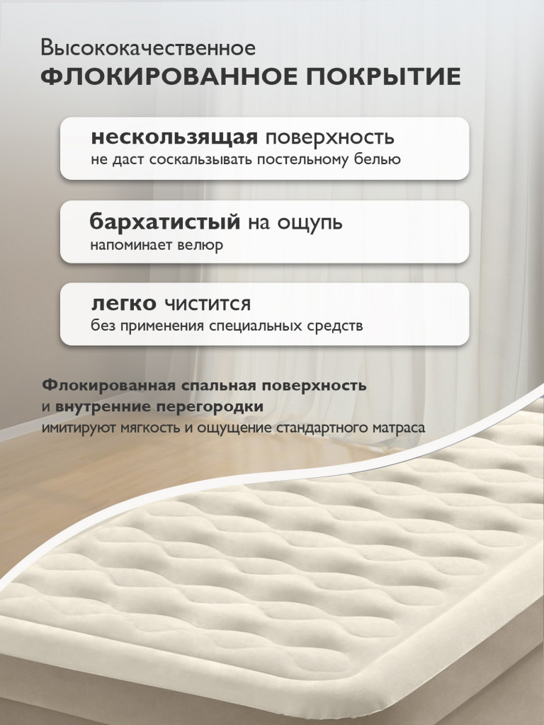 Кровать надувная Intex 64426ND с встроенным насосом 220В 99х191х46 см