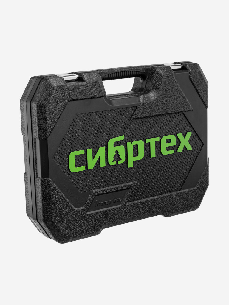 Набор инструментов, 1/2", 1/4", пластиковый кейс 76 предметов// Сибртех