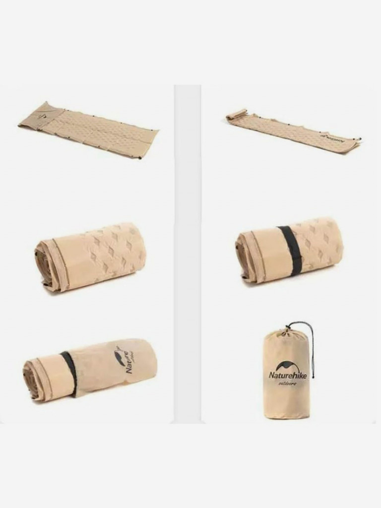 Коврик самонадувающийся с подушкой Naturehike, 185х60х2,5 см, желтый