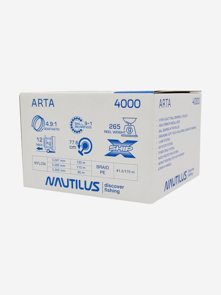 Катушка для спиннинга Nautilus ARTA 4000 NEW, катушка для удочки с передним фрикционом