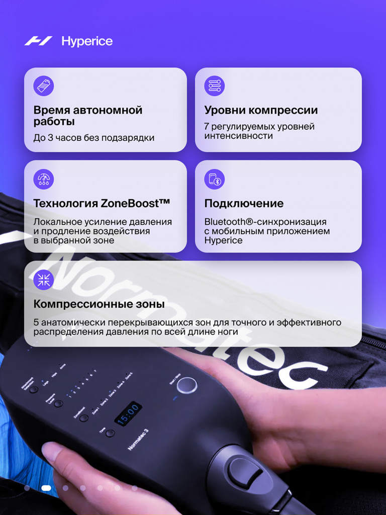 Аппарат для прессотерапии и лимфодренажа и прессотерапии для ног Hyperice, Normatec 3
