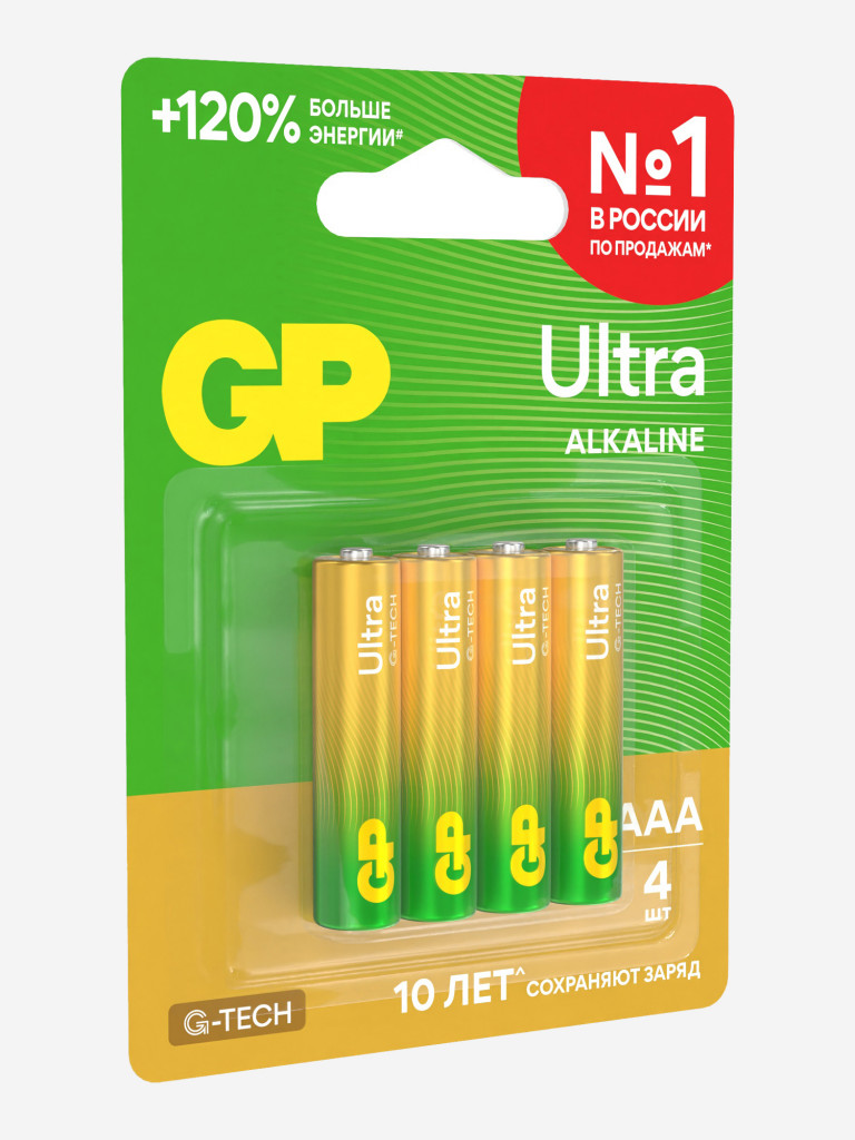 Батарейки щелочные мизинчиковые GP AAA G-tech, 4 шт