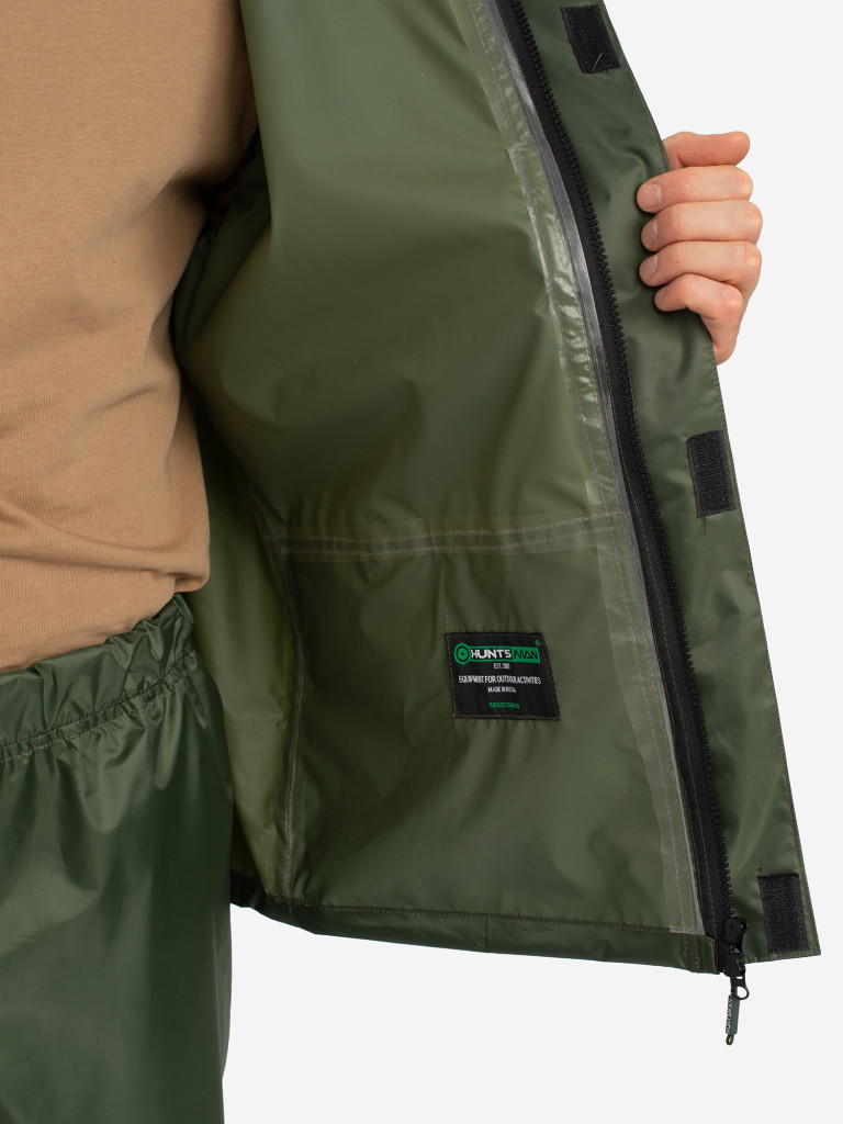 Костюм-дождевик мужской Huntsman ВВЗ Шторм для рыбалки и охоты, ткань таффета PVC 20000 мм вод.ст.