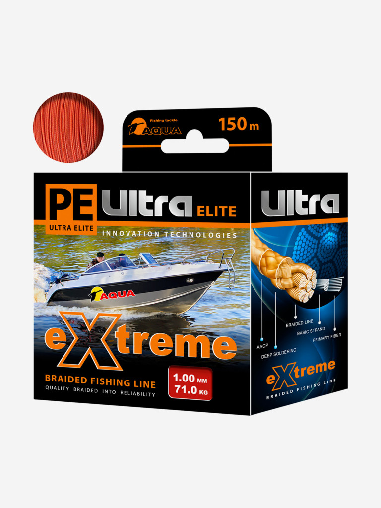 Плетеный шнур для рыбалки AQUA PE ULTRA EXTREME 1,00mm (цвет красный) 150m