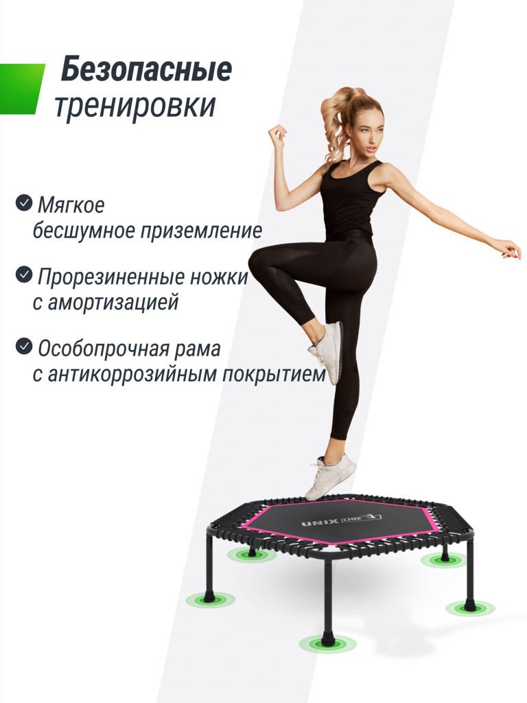 Батут спортивный для фитнеса и джампинга UNIX Line Fitness Lite 125 см, розовый