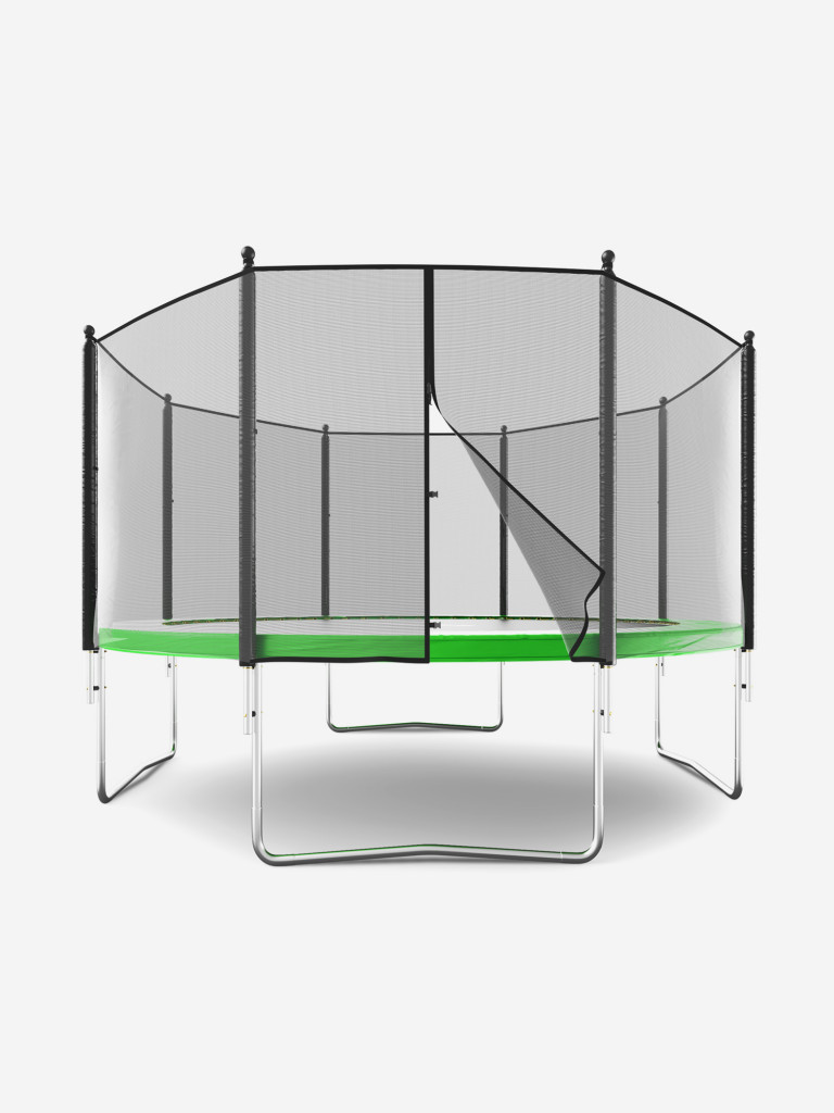 Батут каркасный UNIX Line Simple 12 ft Green с внешней защитной сеткой, общий диаметр 366 см, до 150 кг
