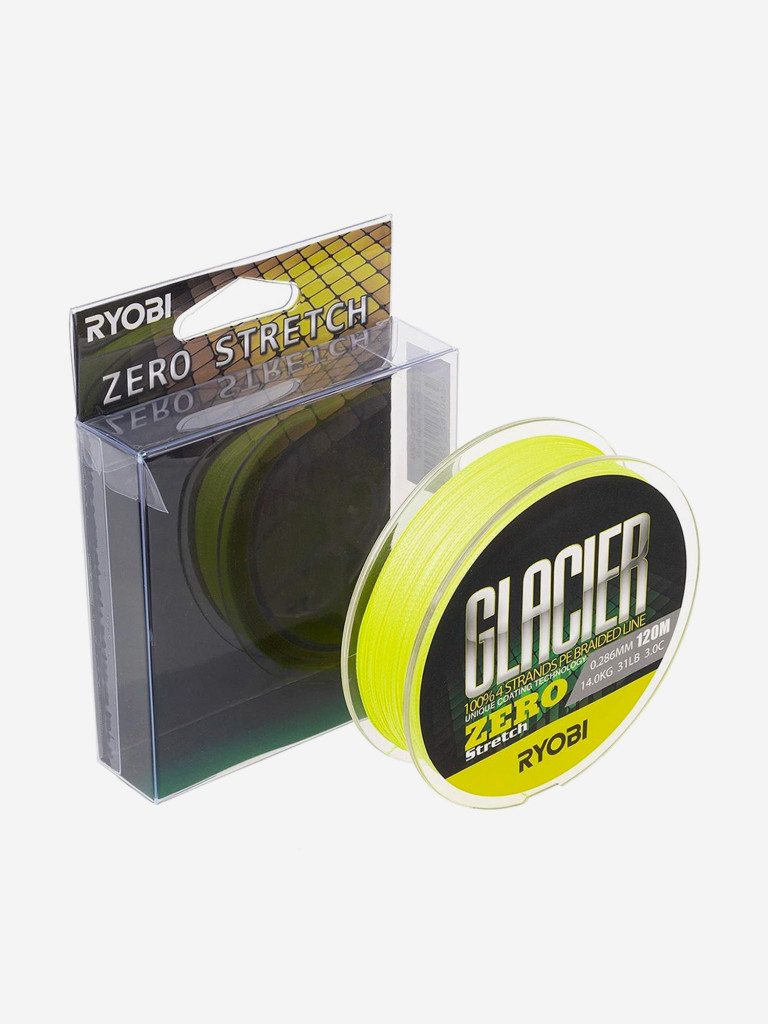 Шнур плетеный для рыбалки Ryobi GLACLER ZERO 120м, 0,286мм, 14кг, желтый