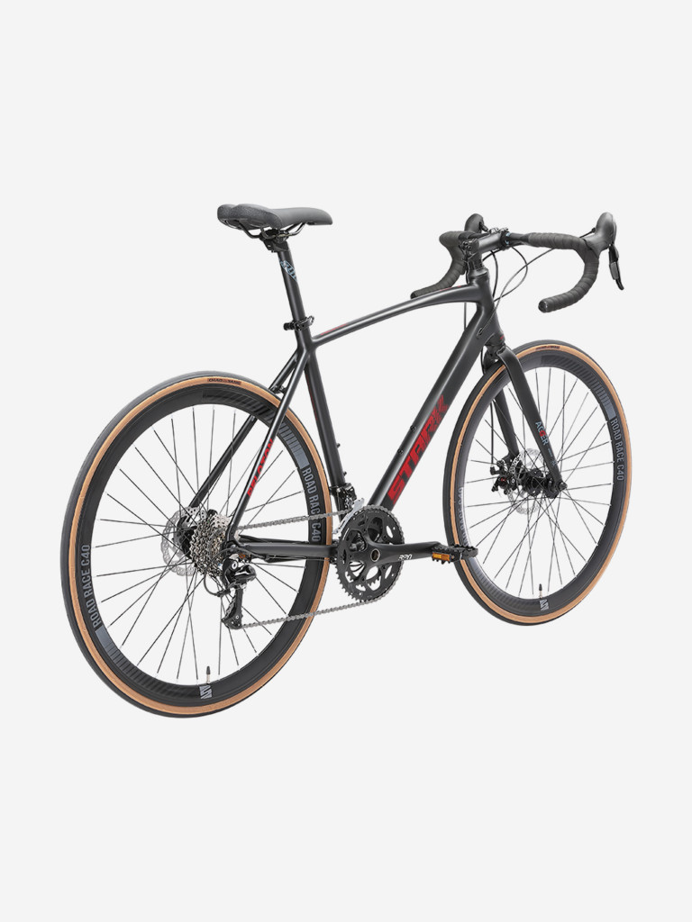 Велосипед Stark'25 Peloton 700.3 D черный матовый/красный металлик S/52