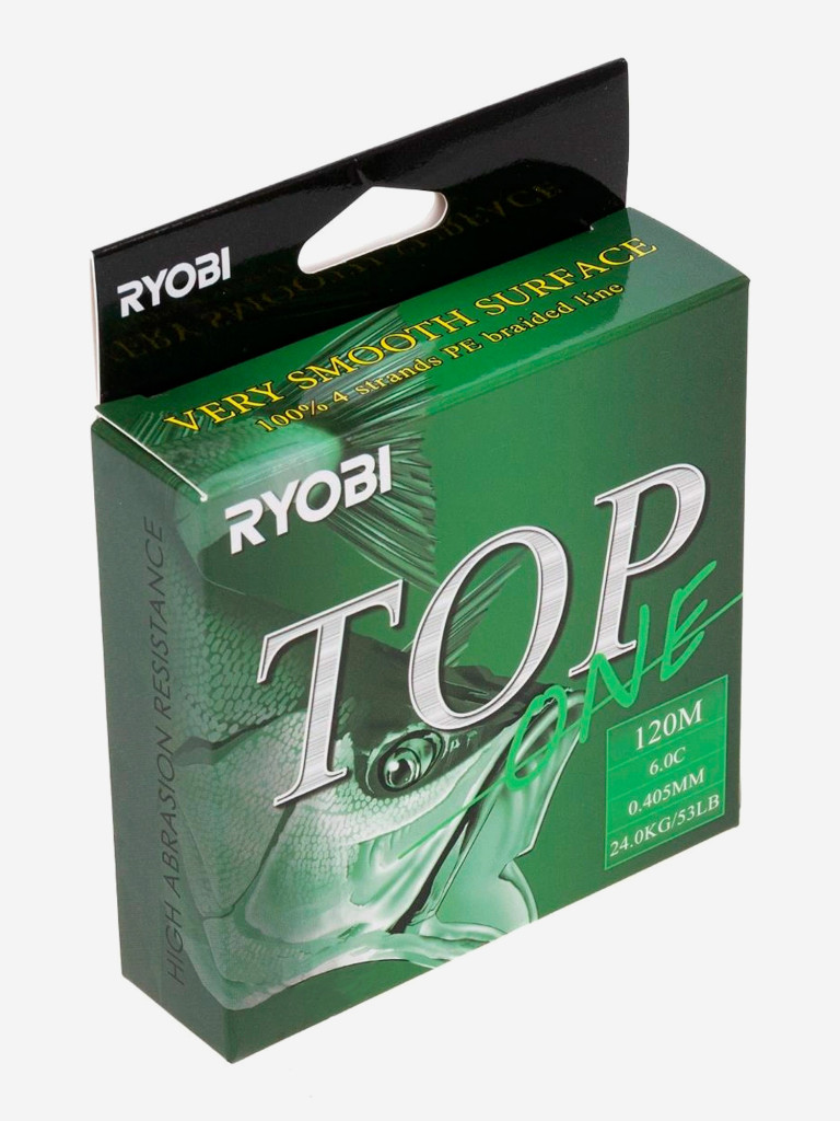 Шнур плетеный для рыбалки Ryobi TOP PE4X, 120м, 0,405мм, 24кг, темно-зеленый